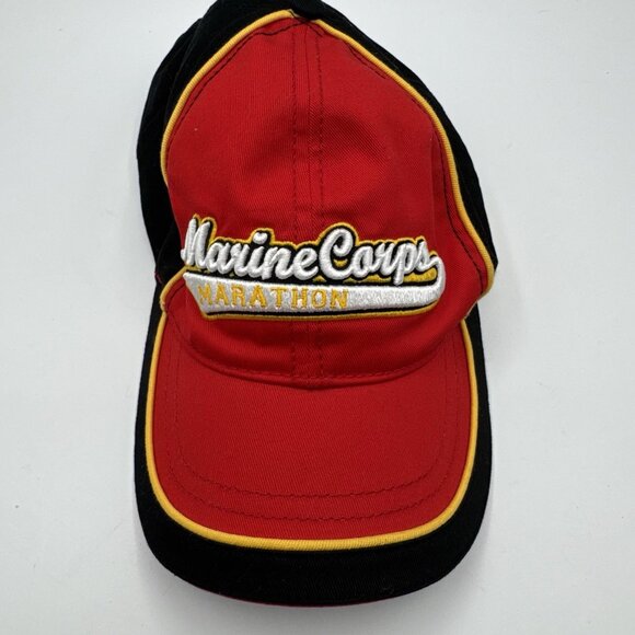 Rare Limited Ed. Brooks Marine Corps Marathon Hat Cap Black Red Embroidered - Picture 1 of 5